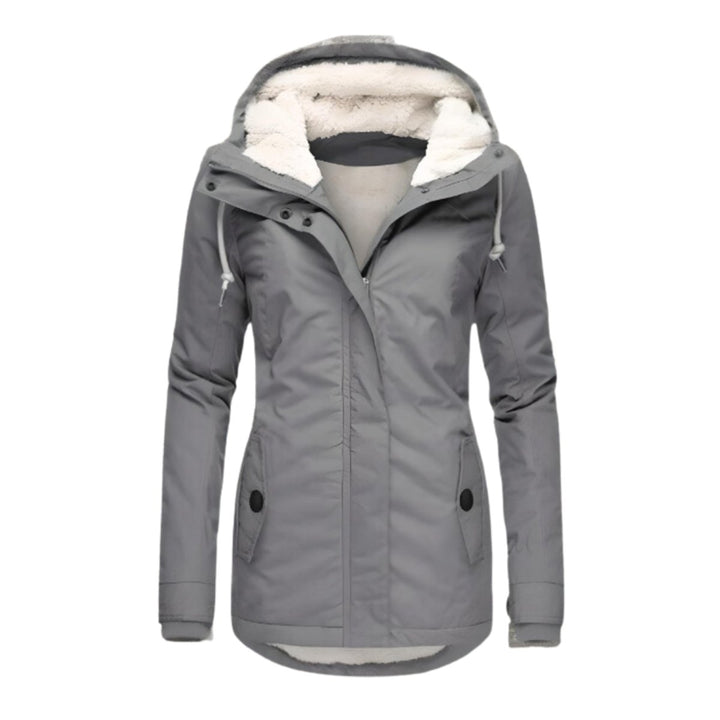Damen Allwetter-Parka Gefütterter Sherpa-Kapuzenmantel Wasserabweisend - Grau