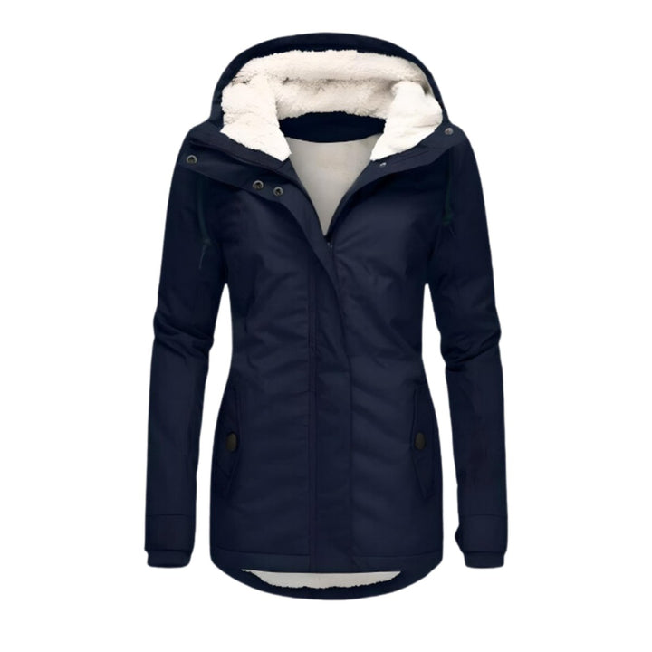 Damen Allwetter-Parka Gefütterter Sherpa-Kapuzenmantel Wasserabweisend - Marineblau