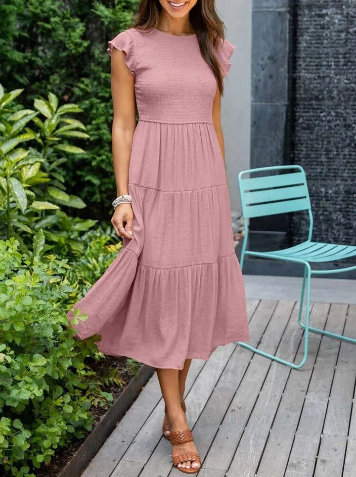 Damen Bauchkontrolle Gestuftes Midi-Kleid - Pink
