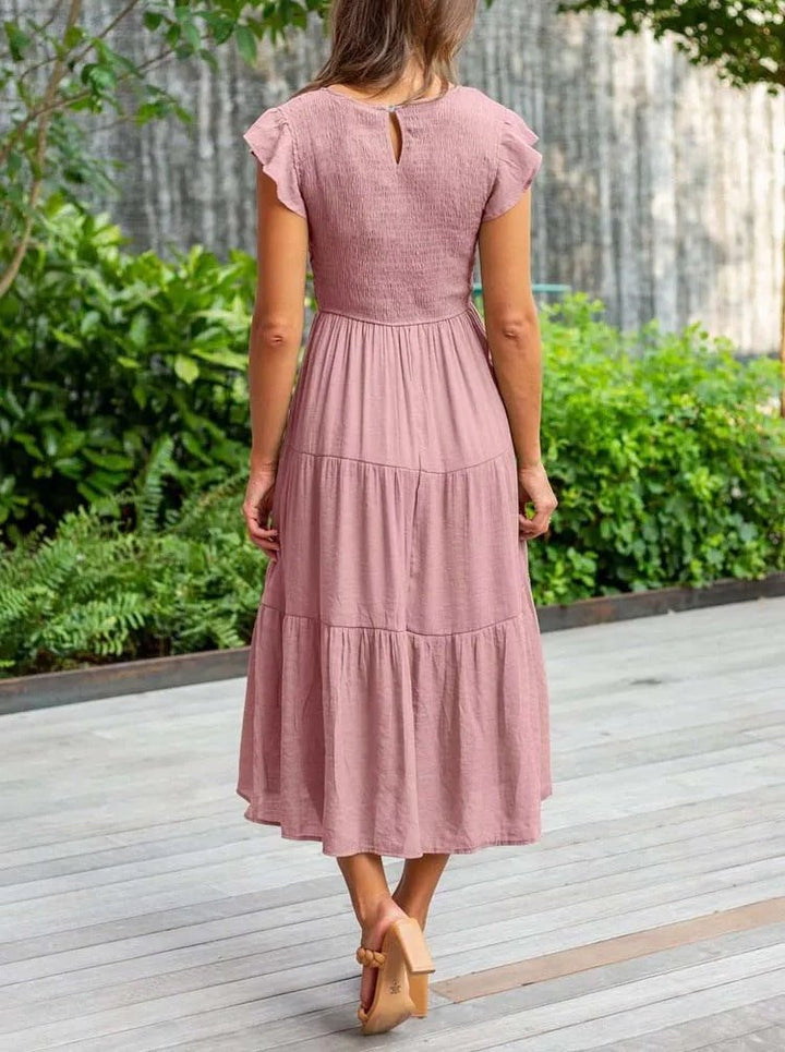 Damen Bauchkontrolle Gestuftes Midi-Kleid