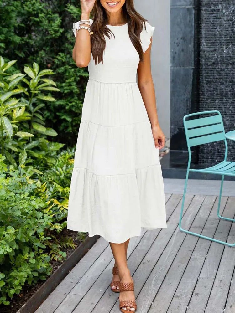 Damen Bauchkontrolle Gestuftes Midi-Kleid