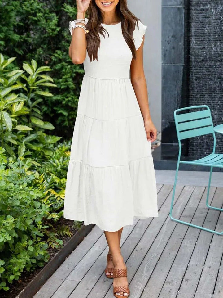 Damen Bauchkontrolle Gestuftes Midi-Kleid