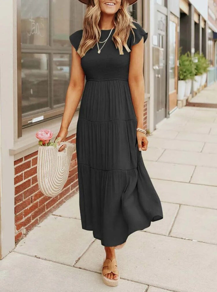 Damen Bauchkontrolle Gestuftes Midi-Kleid