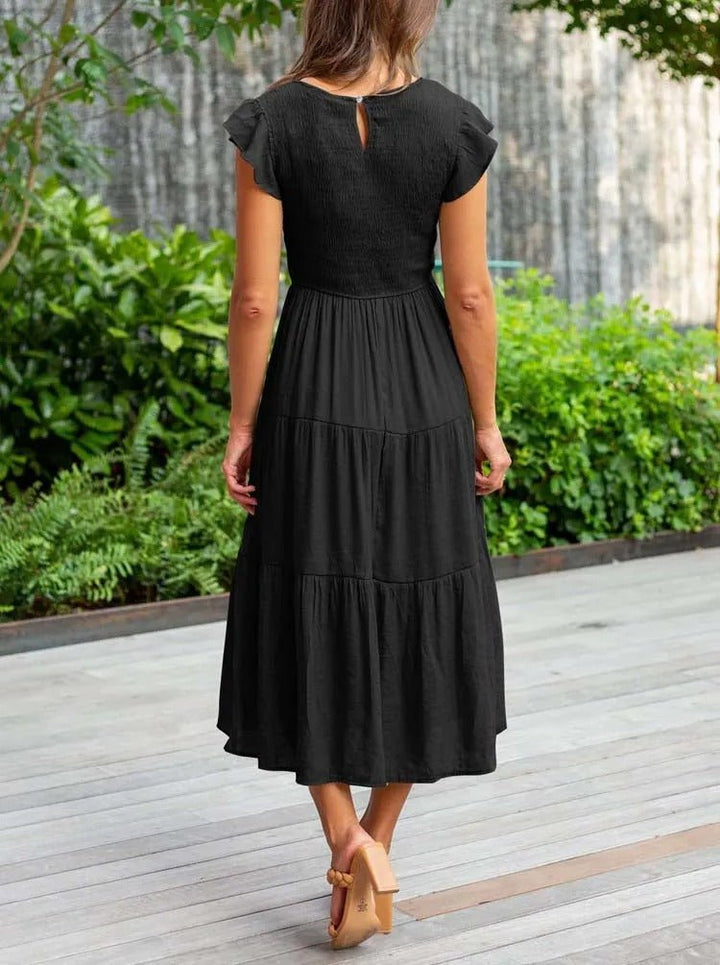 Damen Bauchkontrolle Gestuftes Midi-Kleid