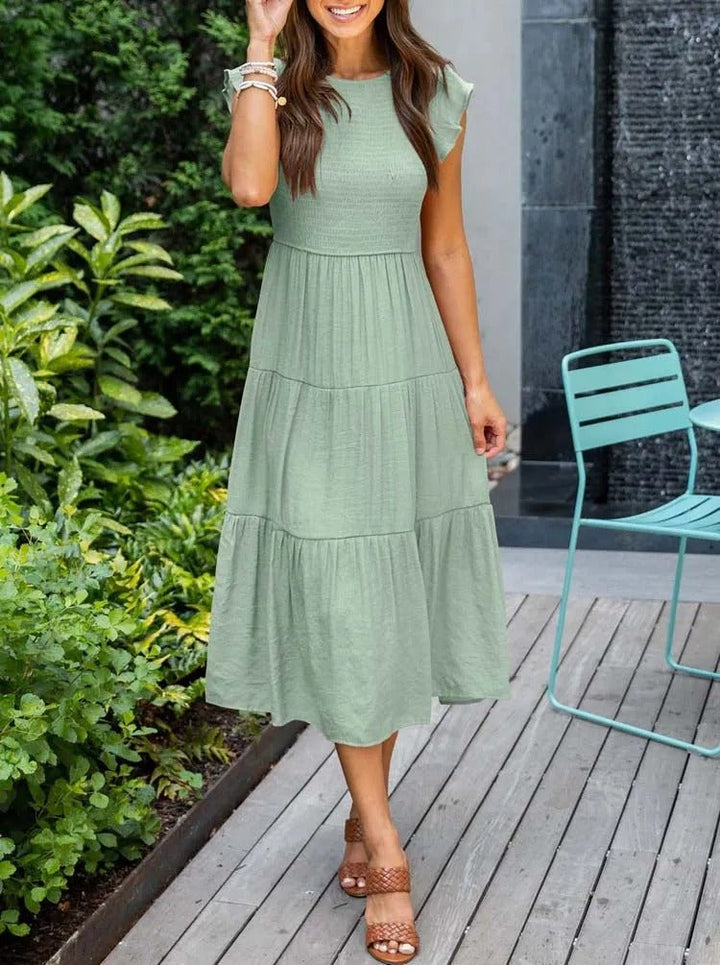 Damen Bauchkontrolle Gestuftes Midi-Kleid - Light green