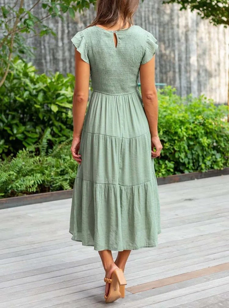 Damen Bauchkontrolle Gestuftes Midi-Kleid