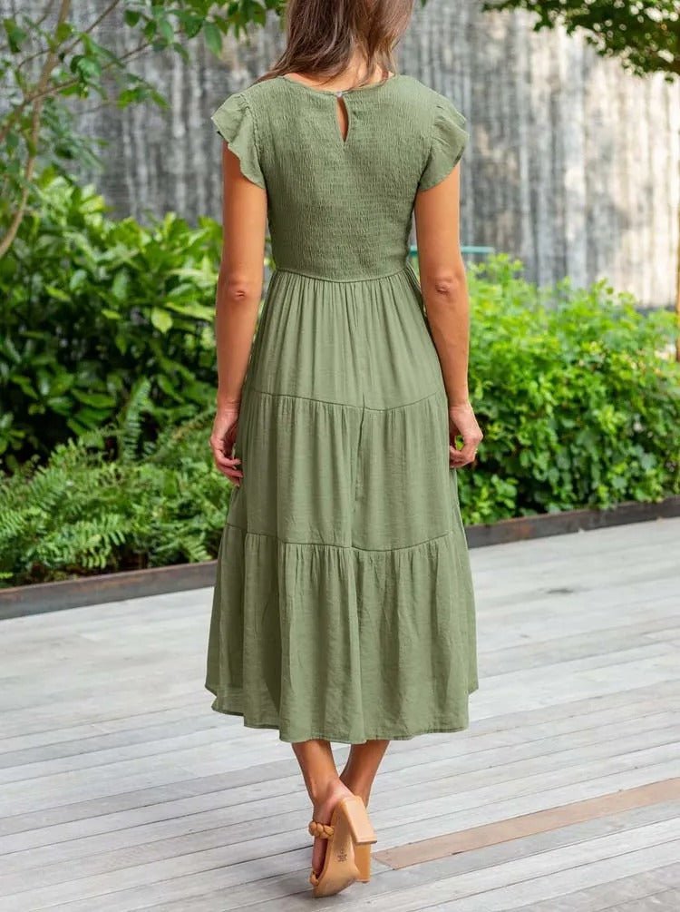 Damen Bauchkontrolle Gestuftes Midi-Kleid