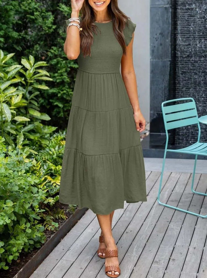 Damen Bauchkontrolle Gestuftes Midi-Kleid