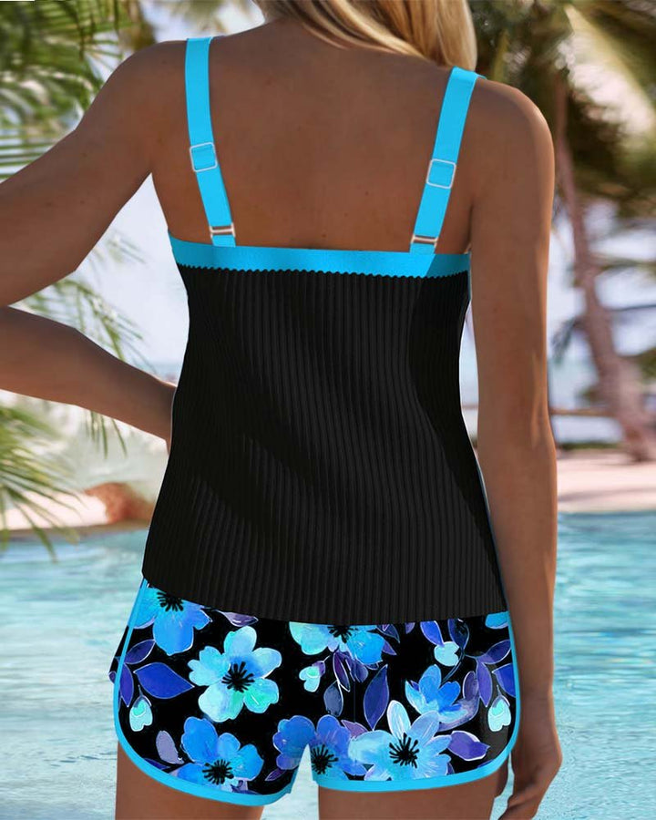 Damen Bauchweg Blumen Tankini Set