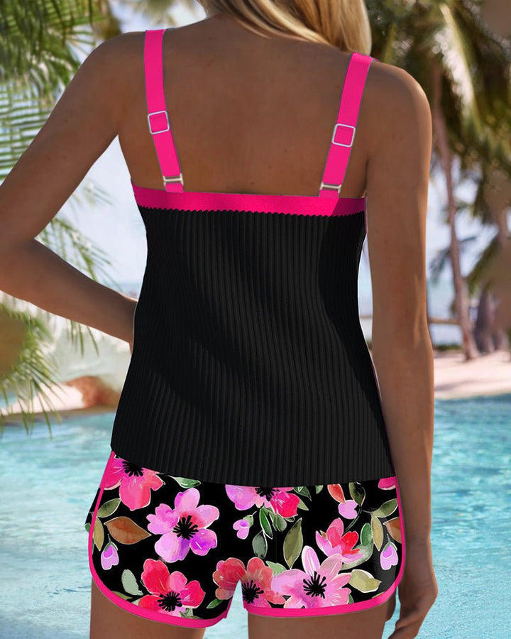 Damen Bauchweg Blumen Tankini Set