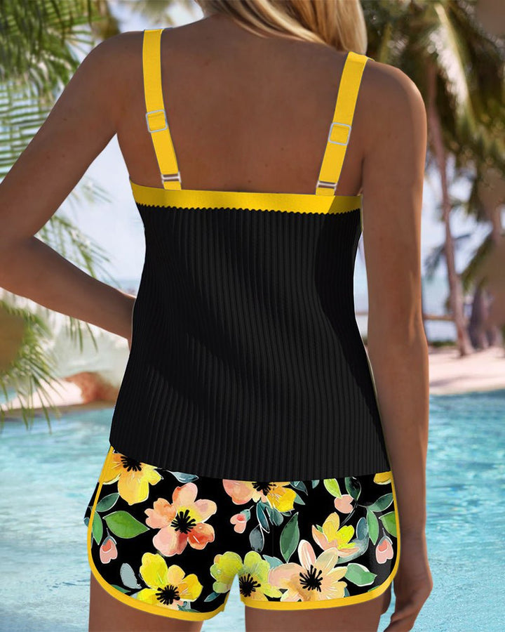 Damen Bauchweg Blumen Tankini Set