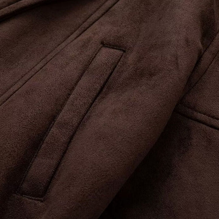 Damen Übergangsjacke Kurzmantel mit Bindegürtel Reverskragen