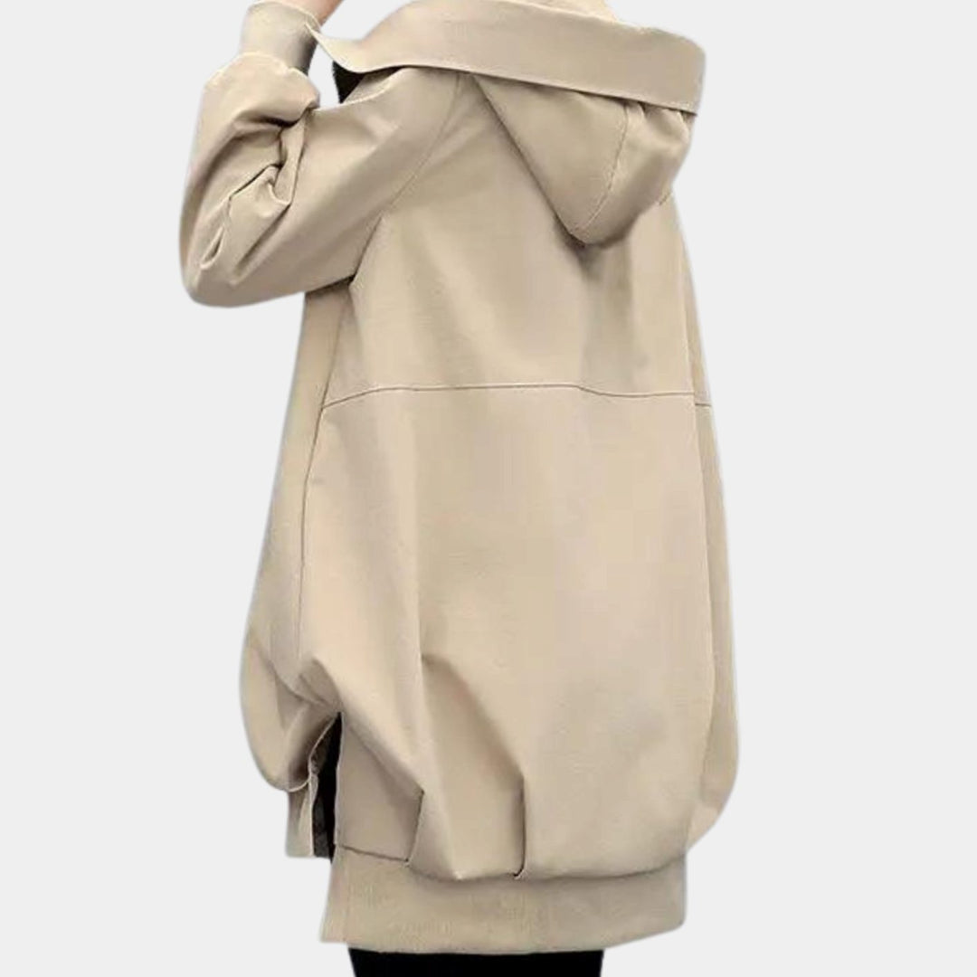 Damen Übergangsjacke mit Kapuze Stehkragen Frontreißverschluss