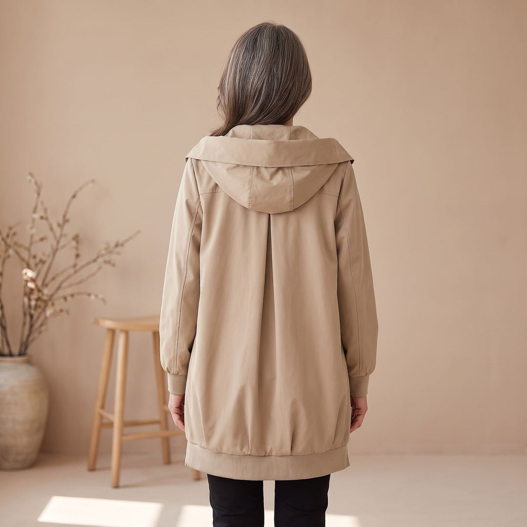 Damen Übergangsjacke Windjacke mit Kapuze Stehkragen Reißverschluss