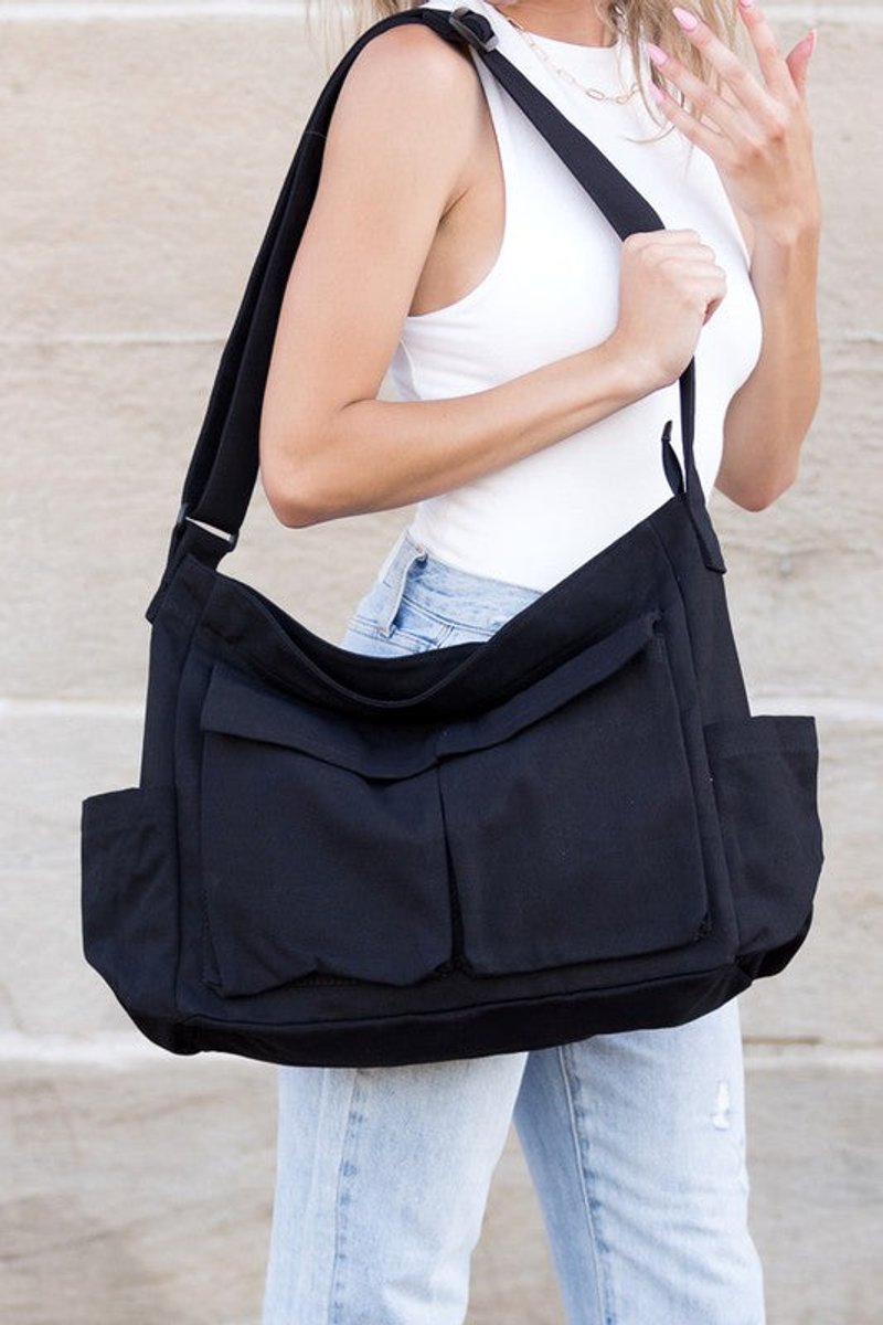 Damen Übergroße Canvas Tote Bag Messenger Schultertasche