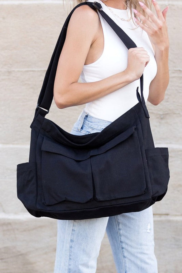 Damen Übergroße Canvas Tote Bag Messenger Schultertasche