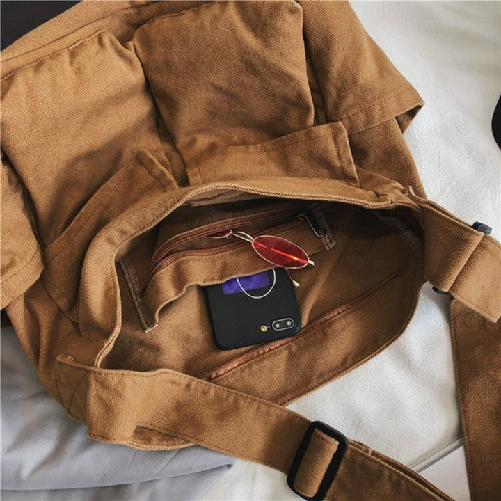 Damen Übergroße Canvas Tote Bag Messenger Schultertasche