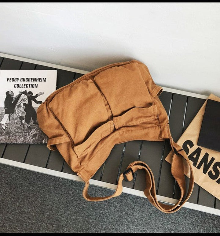 Damen Übergroße Canvas Tote Bag Messenger Schultertasche