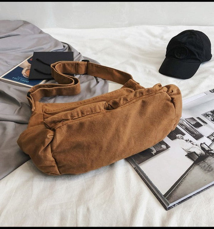 Damen Übergroße Canvas Tote Bag Messenger Schultertasche