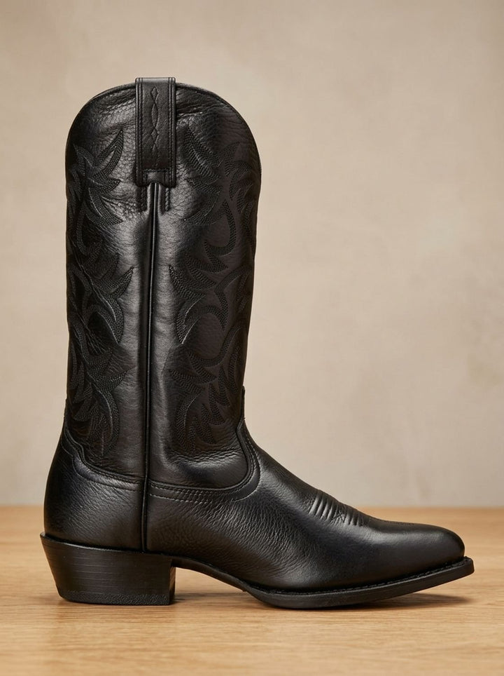 Damen Bestickte Western Cowboy Mid-Calf Stiefel mit Blockabsatz