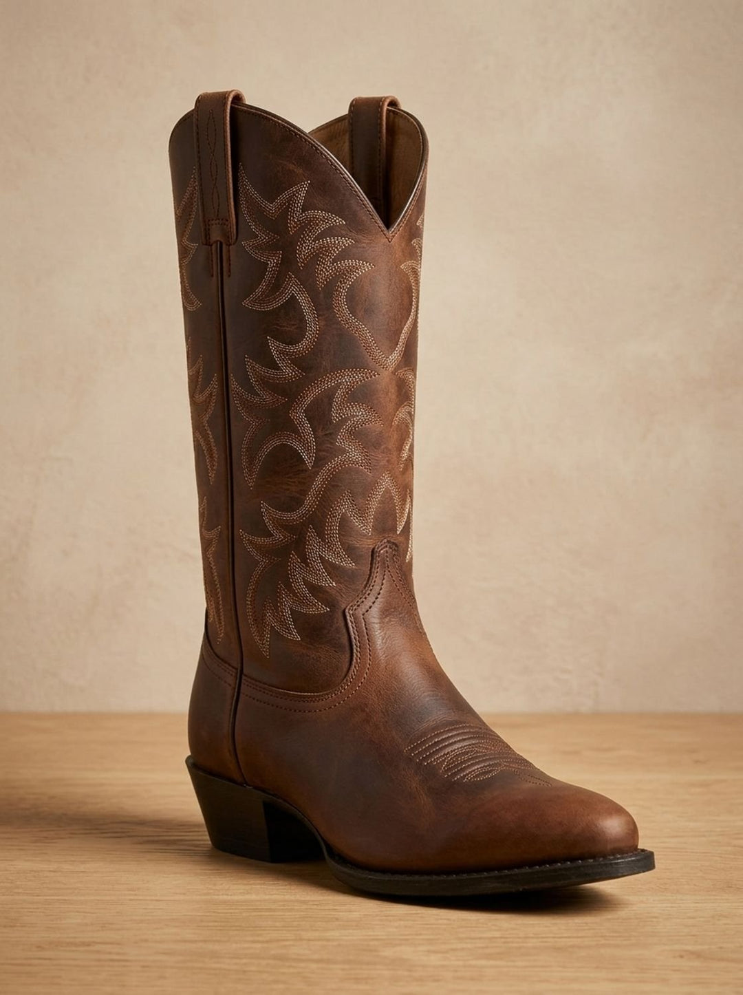 Damen Bestickte Western Cowboy Mid-Calf Stiefel mit Blockabsatz
