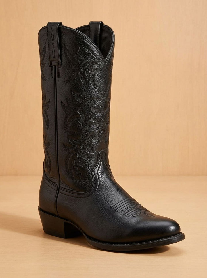 Damen Bestickte Western Cowboy Mid-Calf Stiefel mit Blockabsatz