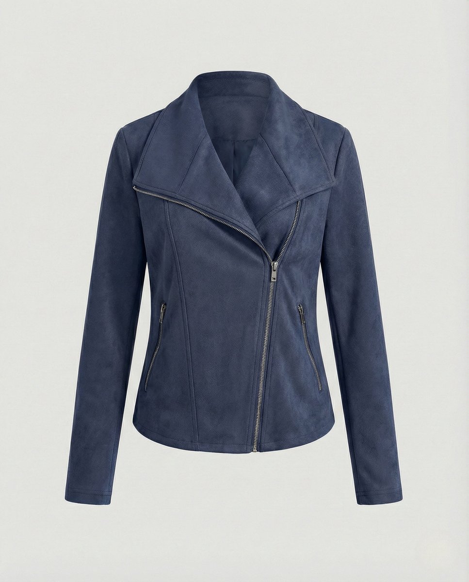 Damen Bikerjacke Kunstleder Wildlook asymmetrischer Reißverschluss