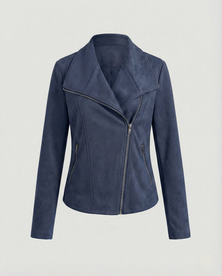 Damen Bikerjacke Kunstleder Wildlook asymmetrischer Reißverschluss
