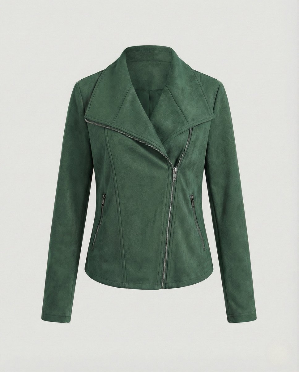 Damen Bikerjacke Kunstleder Wildlook asymmetrischer Reißverschluss