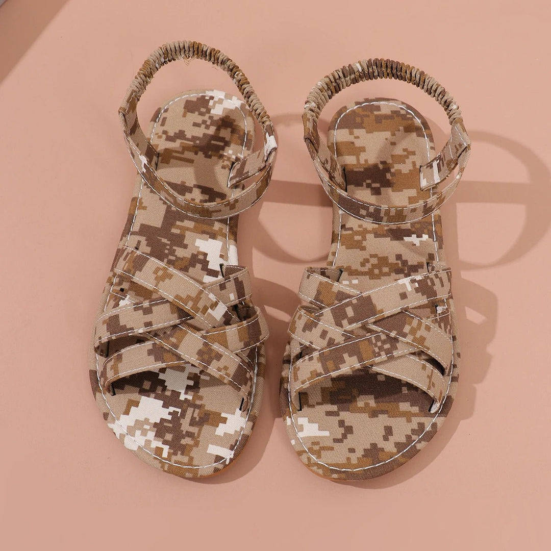 Damen Boho Sandalen Flache Gladiator Crossover Riemen - Donker Kaki