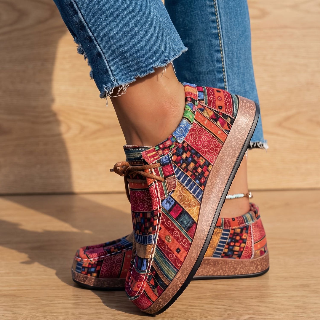 Damen Boho-Sneaker mit Schnürung für Alltag und Freizeit