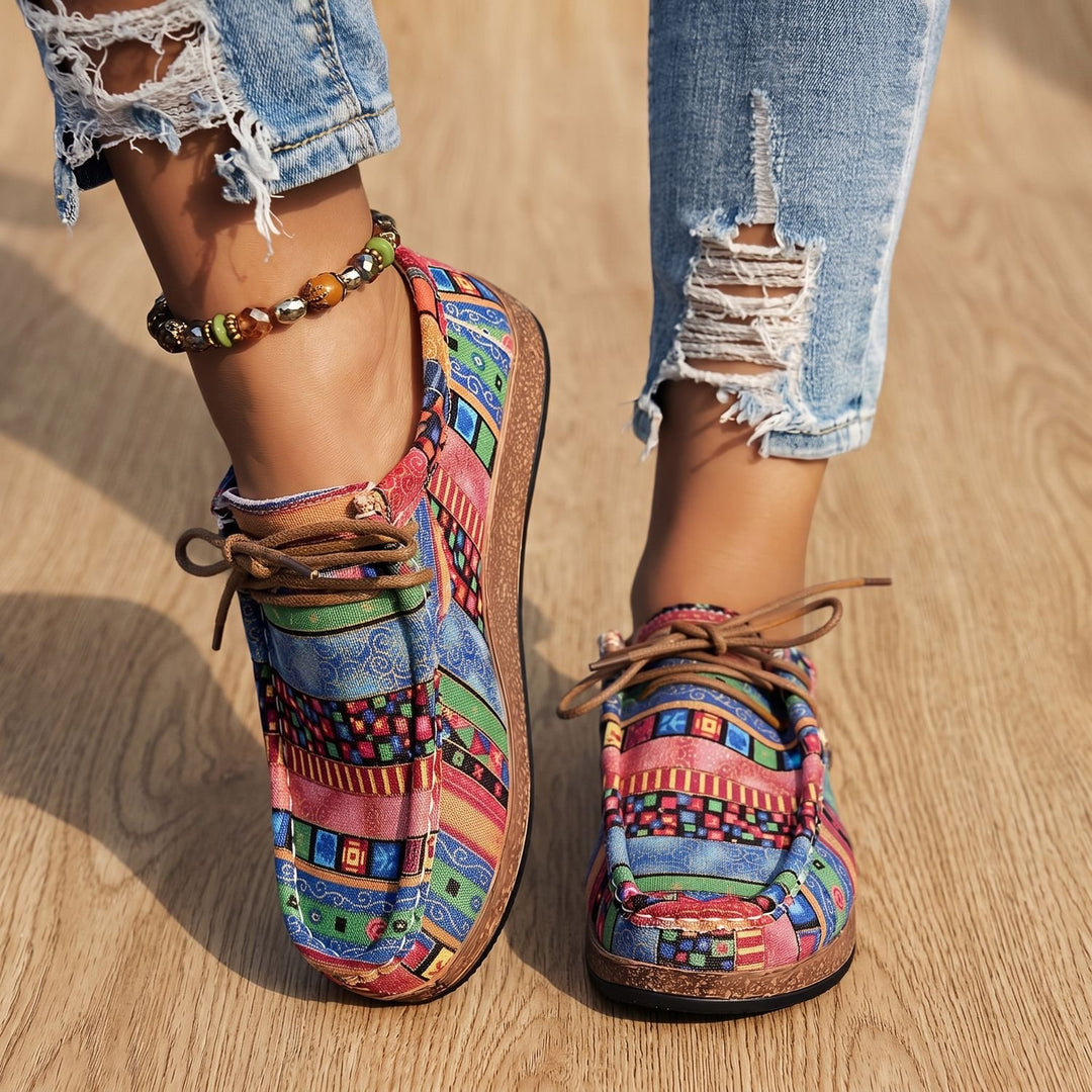 Damen Boho-Sneaker mit Schnürung für Alltag und Freizeit - Grün