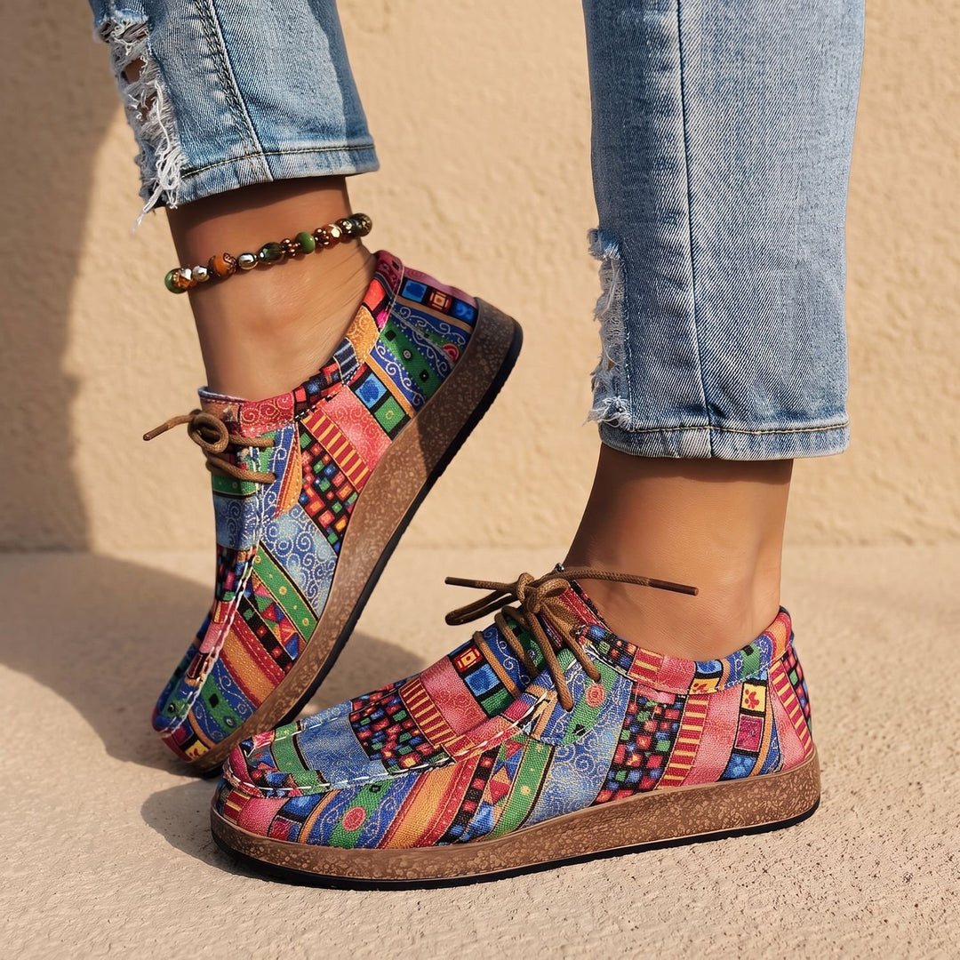 Damen Boho-Sneaker mit Schnürung für Alltag und Freizeit