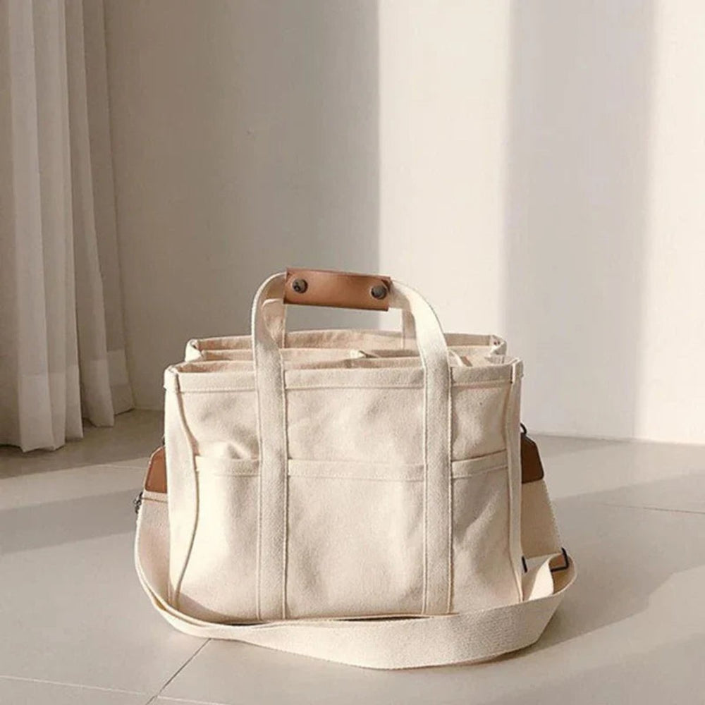 Damen Canvas Tote Bag Groß Mehrtaschen Crossbody Shopper