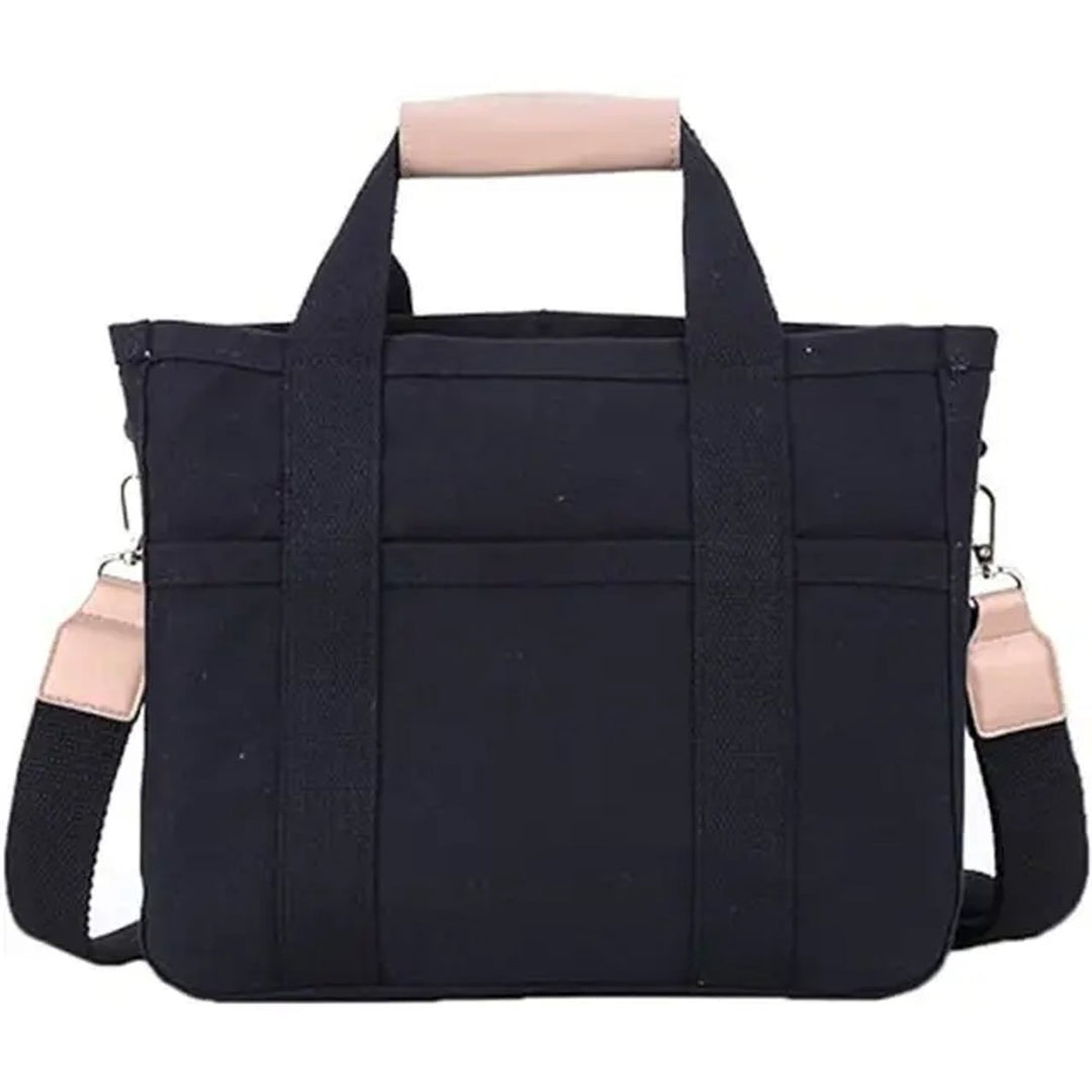 Damen Canvas Tote Bag Groß Mehrtaschen Crossbody Shopper - Schwarz