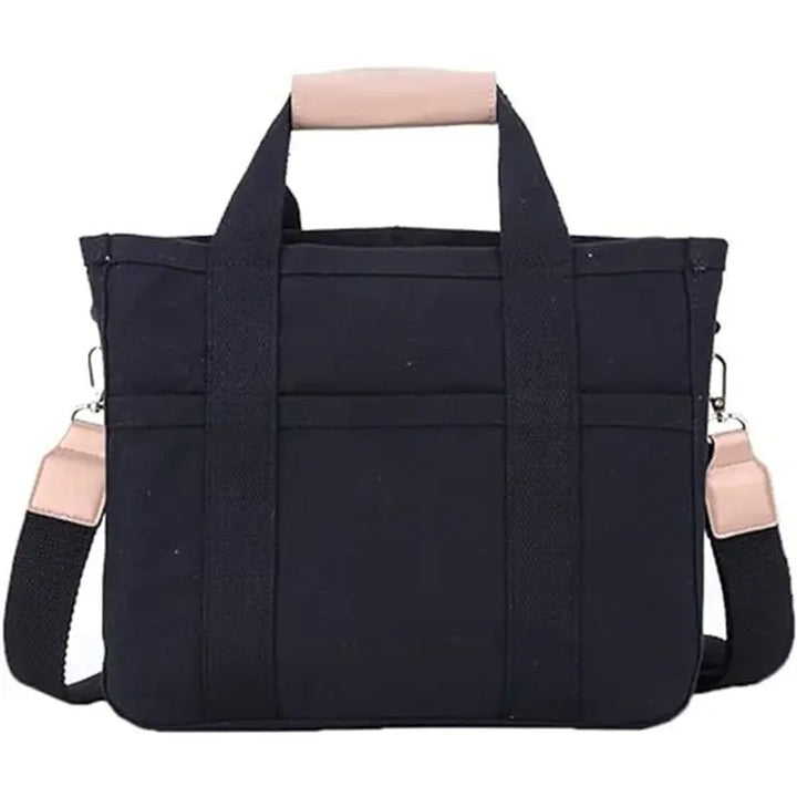 Damen Canvas Tote Bag Groß Mehrtaschen Crossbody Shopper - Schwarz
