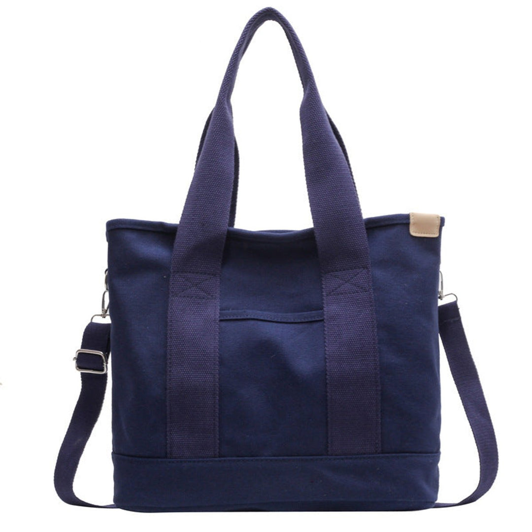 Damen Canvas Tote Bag Multifunktionale Schultertasche mit Schultergurt - Blau