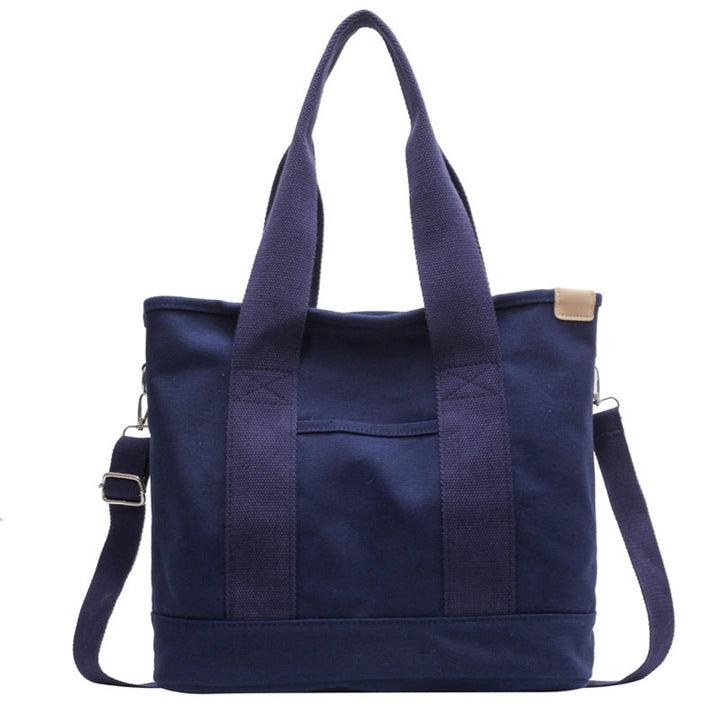Damen Canvas Tote Bag Multifunktionale Schultertasche mit Schultergurt - Blau