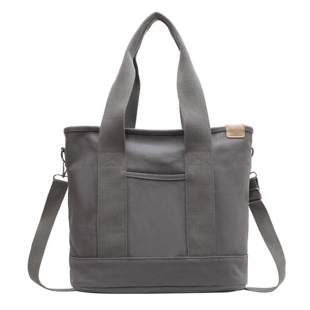 Damen Canvas Tote Bag Multifunktionale Schultertasche mit Schultergurt - Grau