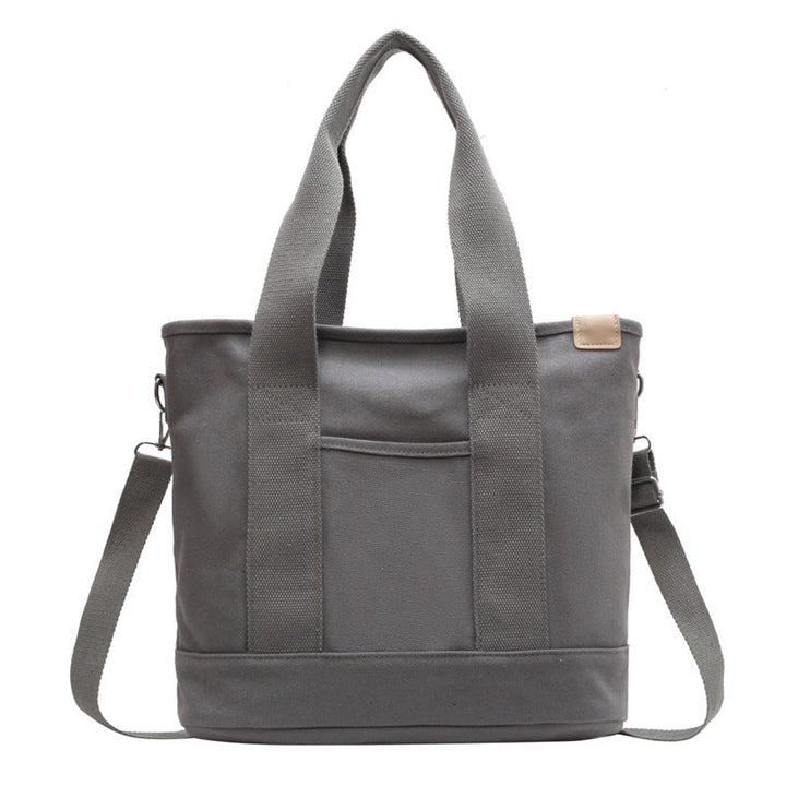 Damen Canvas Tote Bag Multifunktionale Schultertasche mit Schultergurt - Grau