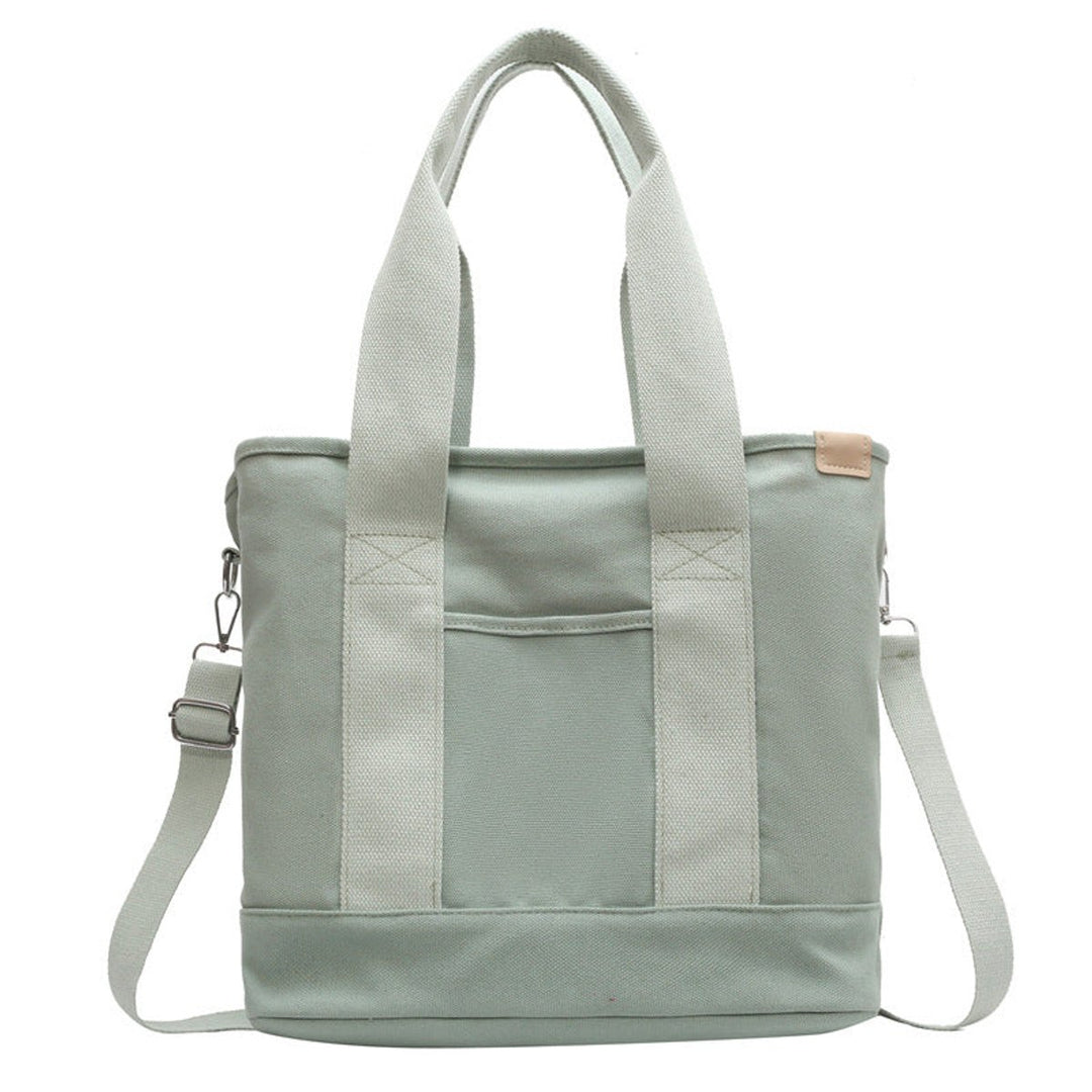 Damen Canvas Tote Bag Multifunktionale Schultertasche mit Schultergurt - Grün