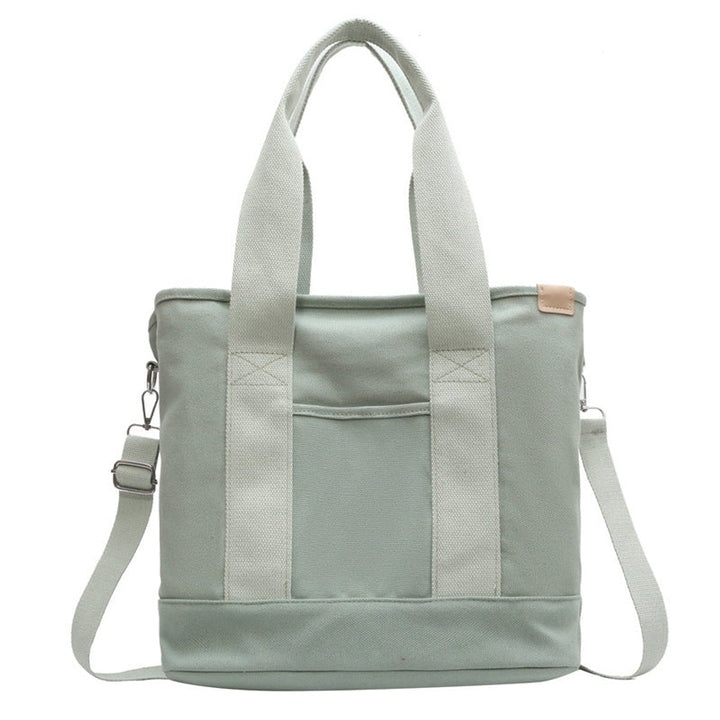 Damen Canvas Tote Bag Multifunktionale Schultertasche mit Schultergurt - Grün