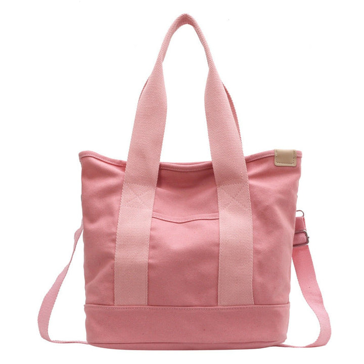 Damen Canvas Tote Bag Multifunktionale Schultertasche mit Schultergurt - Rosa