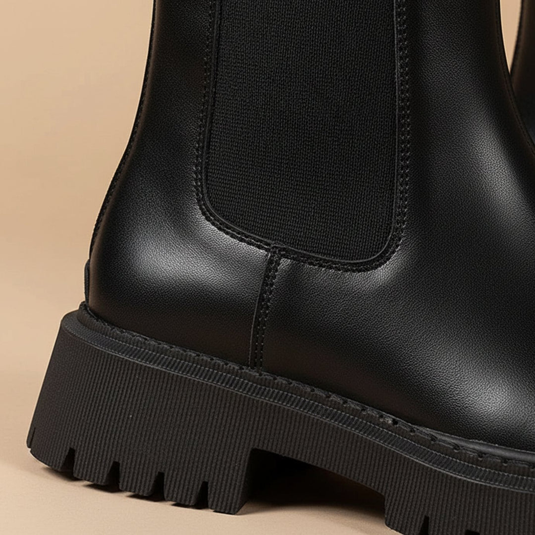 Damen Chelsea Stiefeletten mit Profilsohle und Rückenreißverschluss
