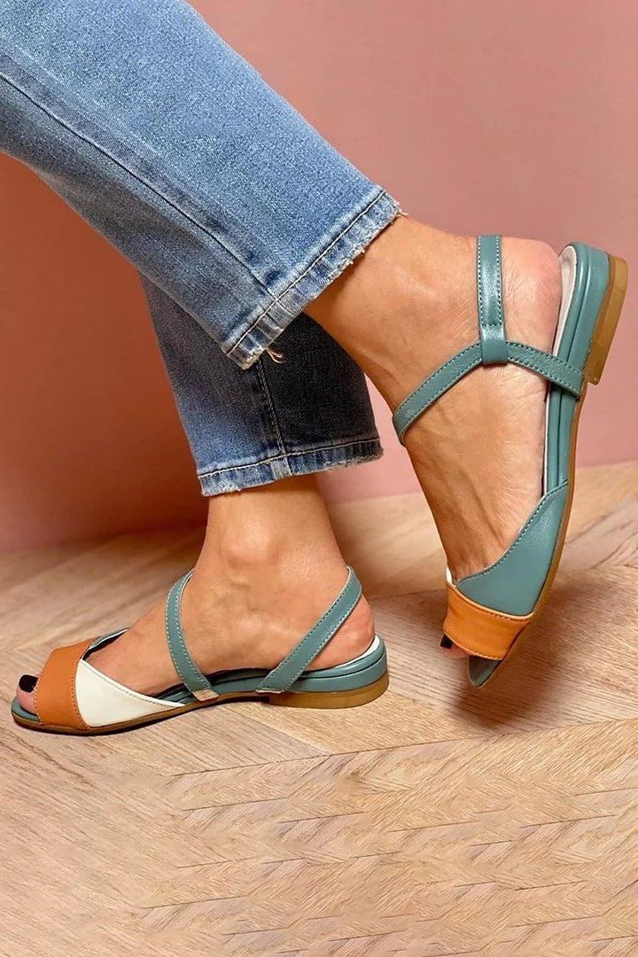 Damen Colorblock Riemchen-Sandalen mit offenem Zehenbereich