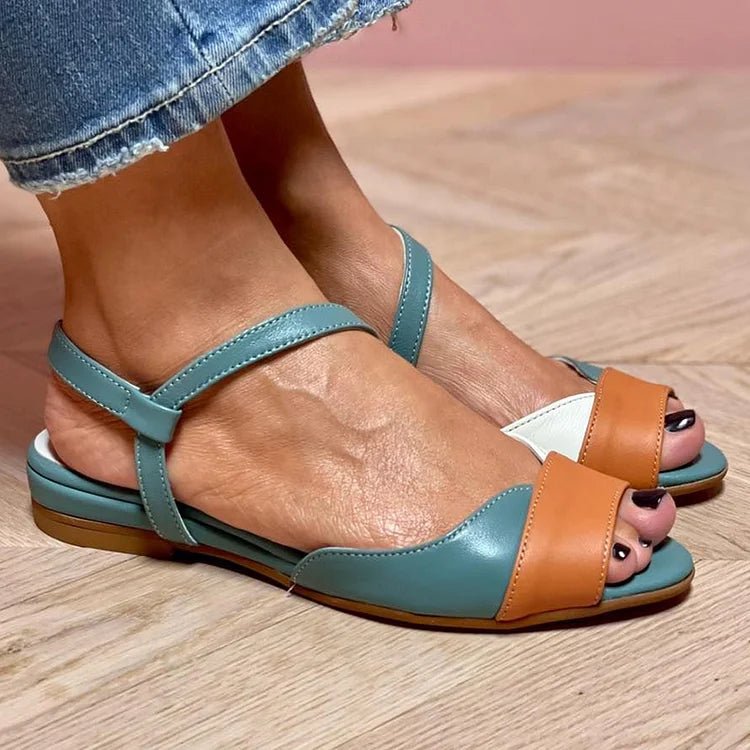 Damen Colorblock Riemchen-Sandalen mit offenem Zehenbereich