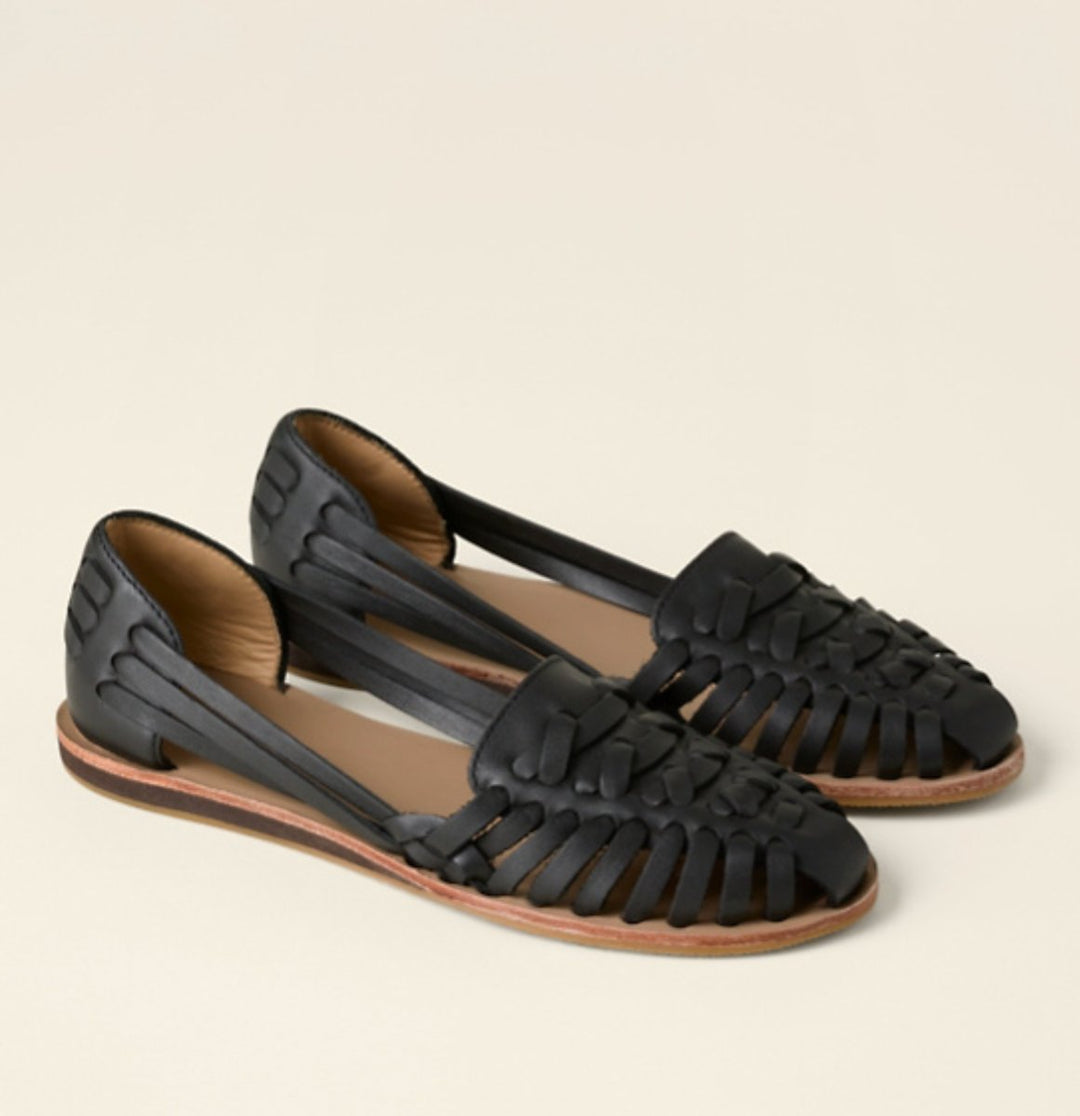 Damen Comfortable Sandals Gewebte Geschlossene Flache Slip-on Schuhe - Black