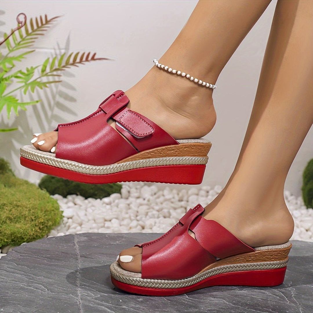 Damen Comfortable Sandals Keilabsatz Klettverschluss Offene Zehen