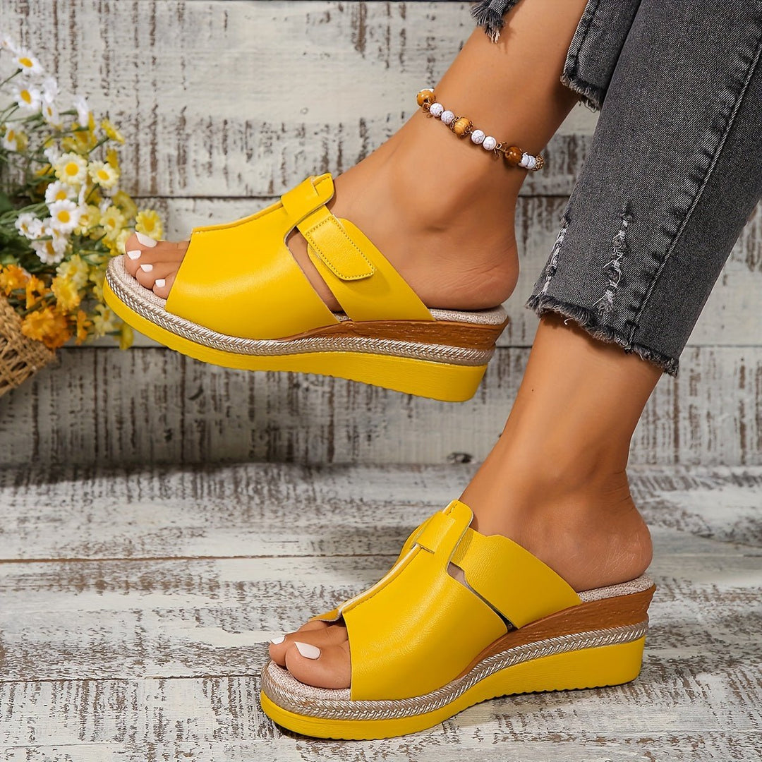 Damen Comfortable Sandals Keilabsatz Klettverschluss Offene Zehen