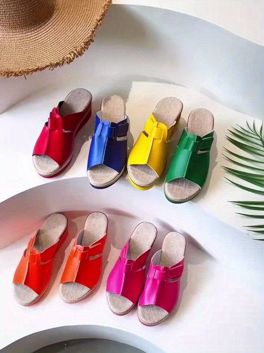 Damen Comfortable Sandals Keilabsatz Klettverschluss Offene Zehen